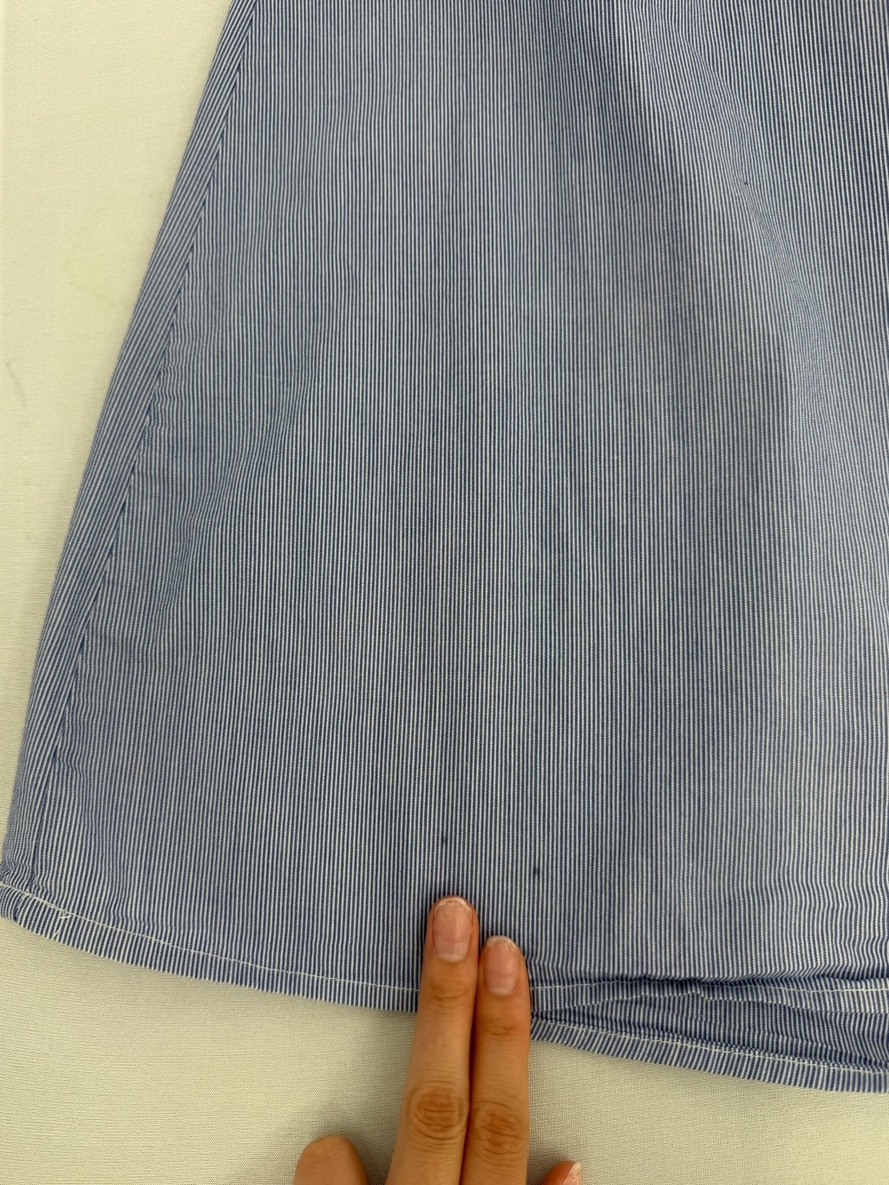 Cotton blue striped Smocked Ruffle Strap Midi Dress XS cottagecore coastal - Picture 11 of 12